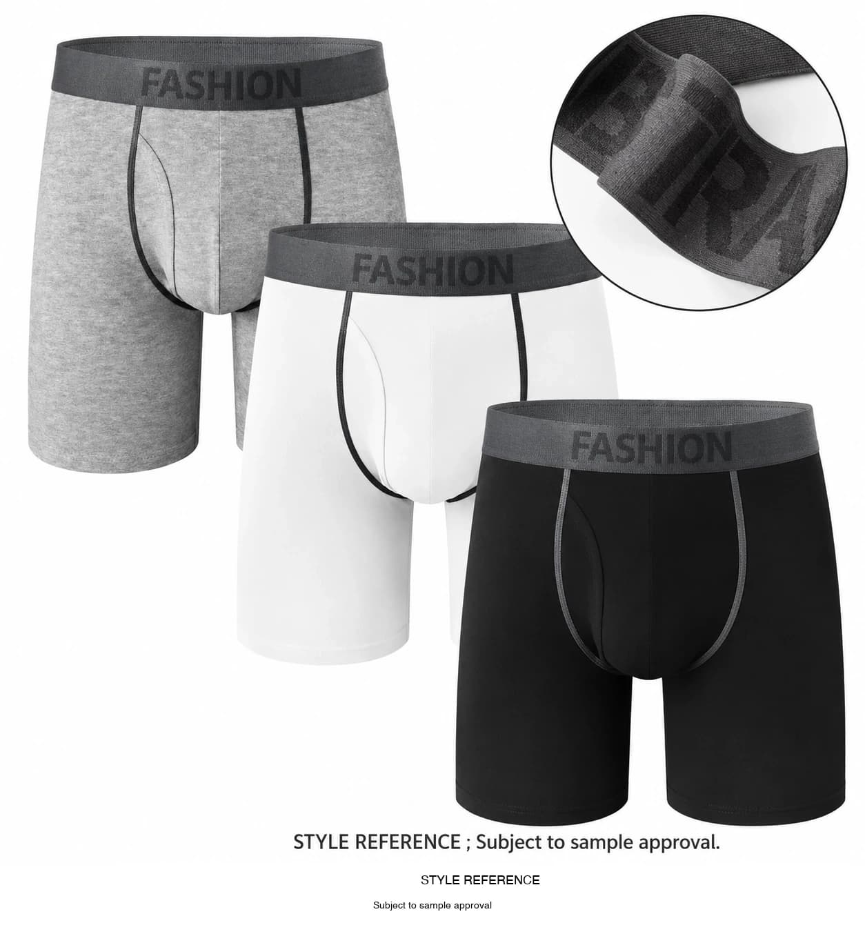Solid-Color Men's Boxers with Custom Logo — Style reference